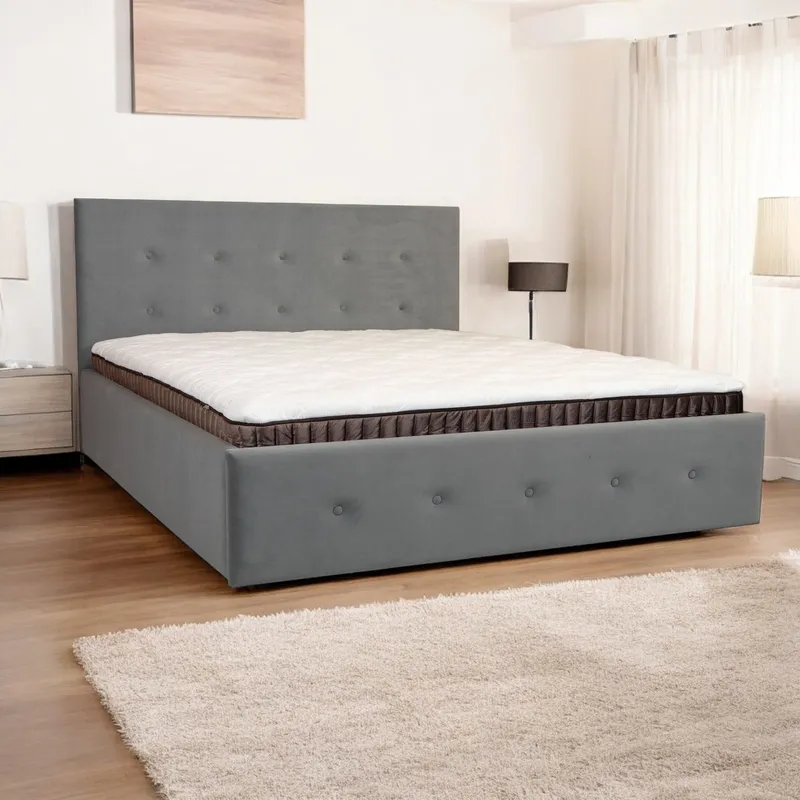 Bed with Storage Poga Light gray 120