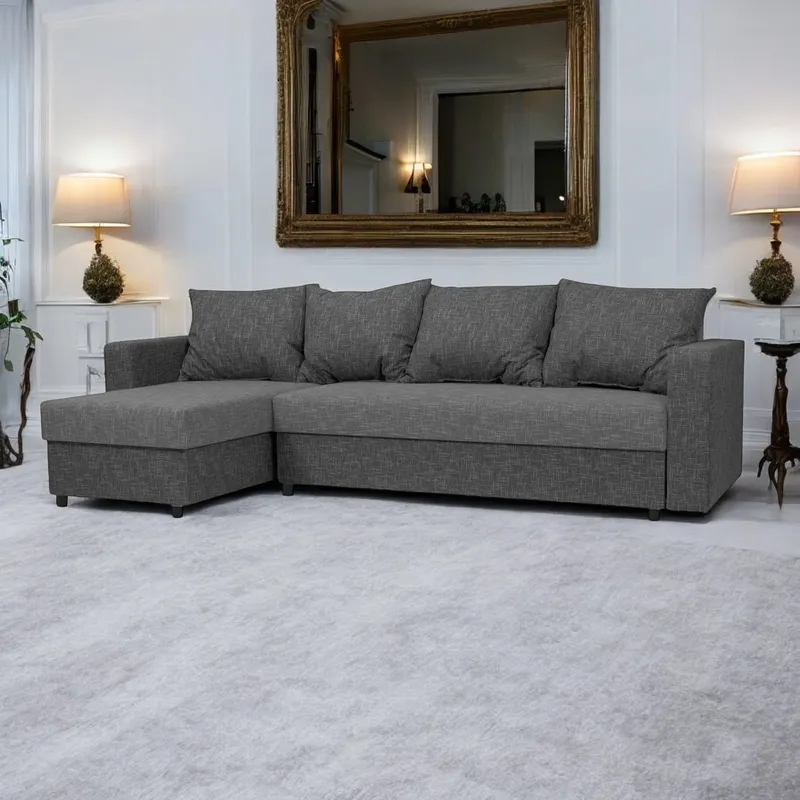Nurga diivan Lugan+ Kombineeritud hele+tumehallikassinine Standard (145 cm)