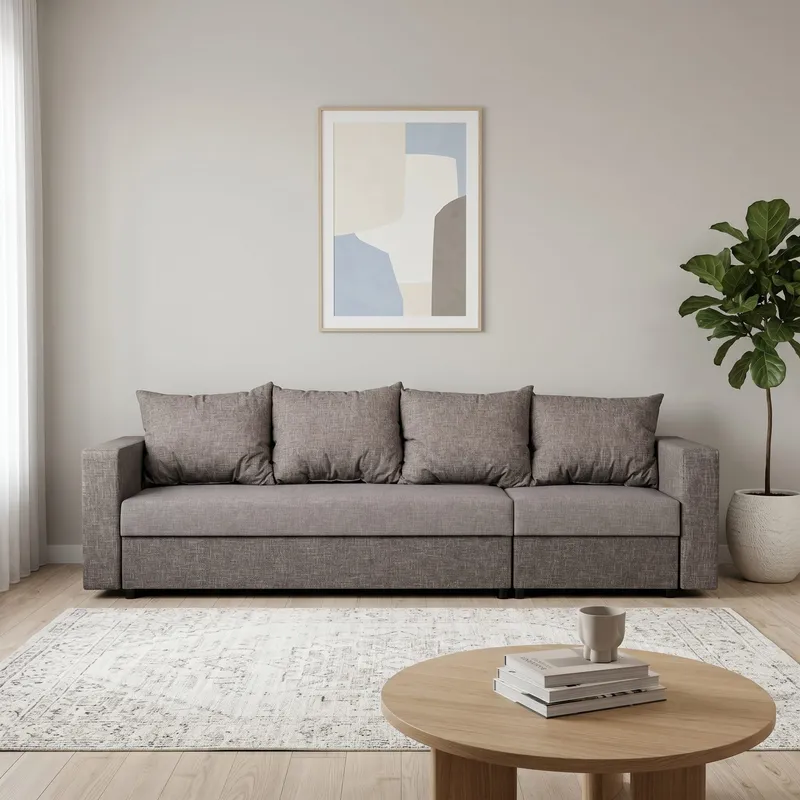 Nurga diivan Lona Kombineeritud hele+tumehallikasbeež Standard (145 cm)