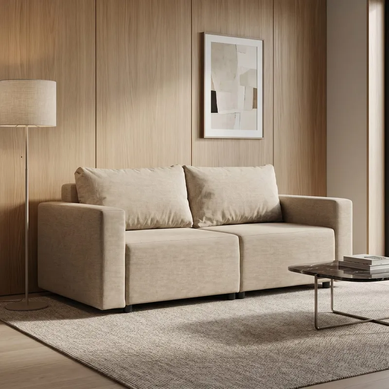 Neo modular convertible sofa bed with storage, beige-gray