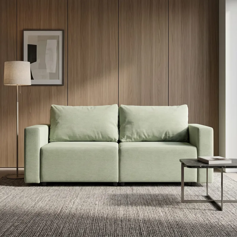 Neo modular convertible sofa bed with storage, turquoise