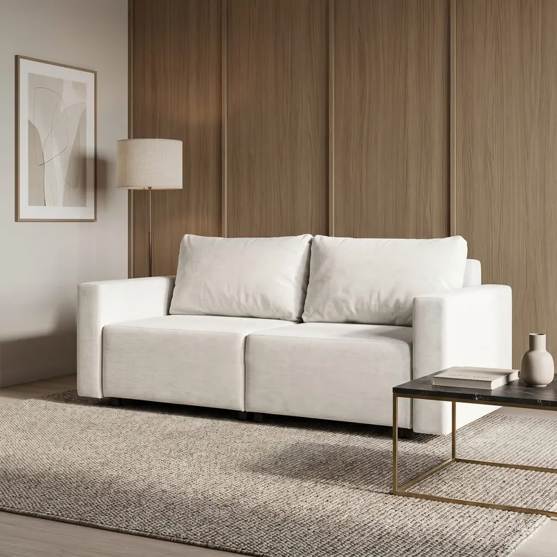 Neo modular convertible sofa bed with storage, light gray