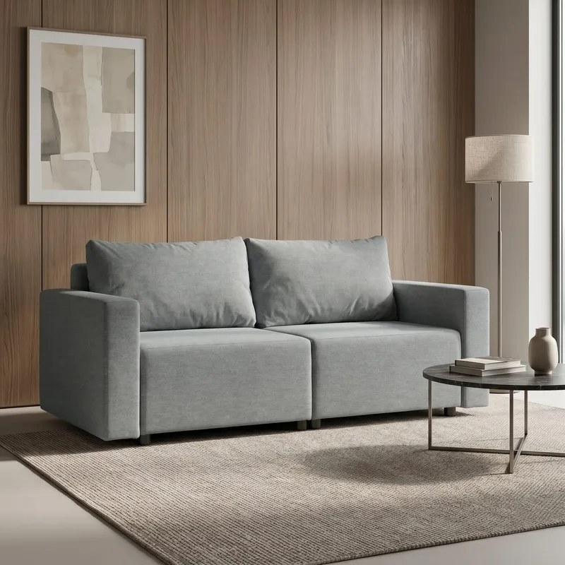 Neo modular convertible sofa bed with storage, dark gray