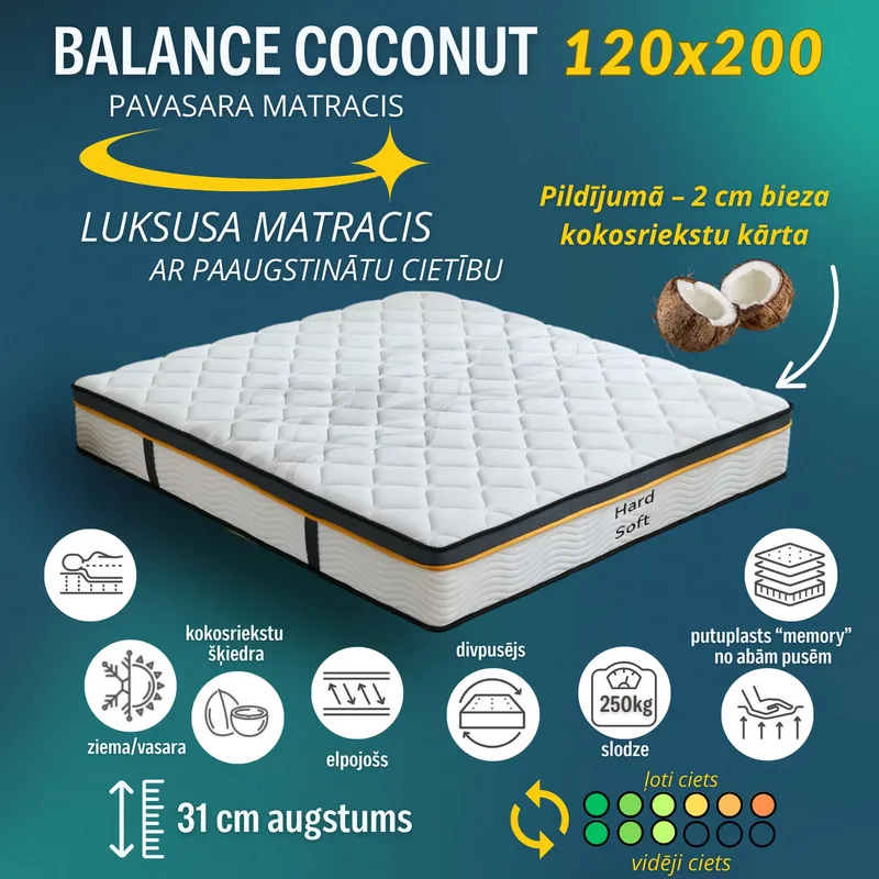 Balance Coconut 120x200 - Mõõdukas kõvadus